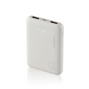 Batería externa Argom Tech C6 de 6,000Mah ultra compacta para cargar dispositivos / blanco ARG-PB-1136WT