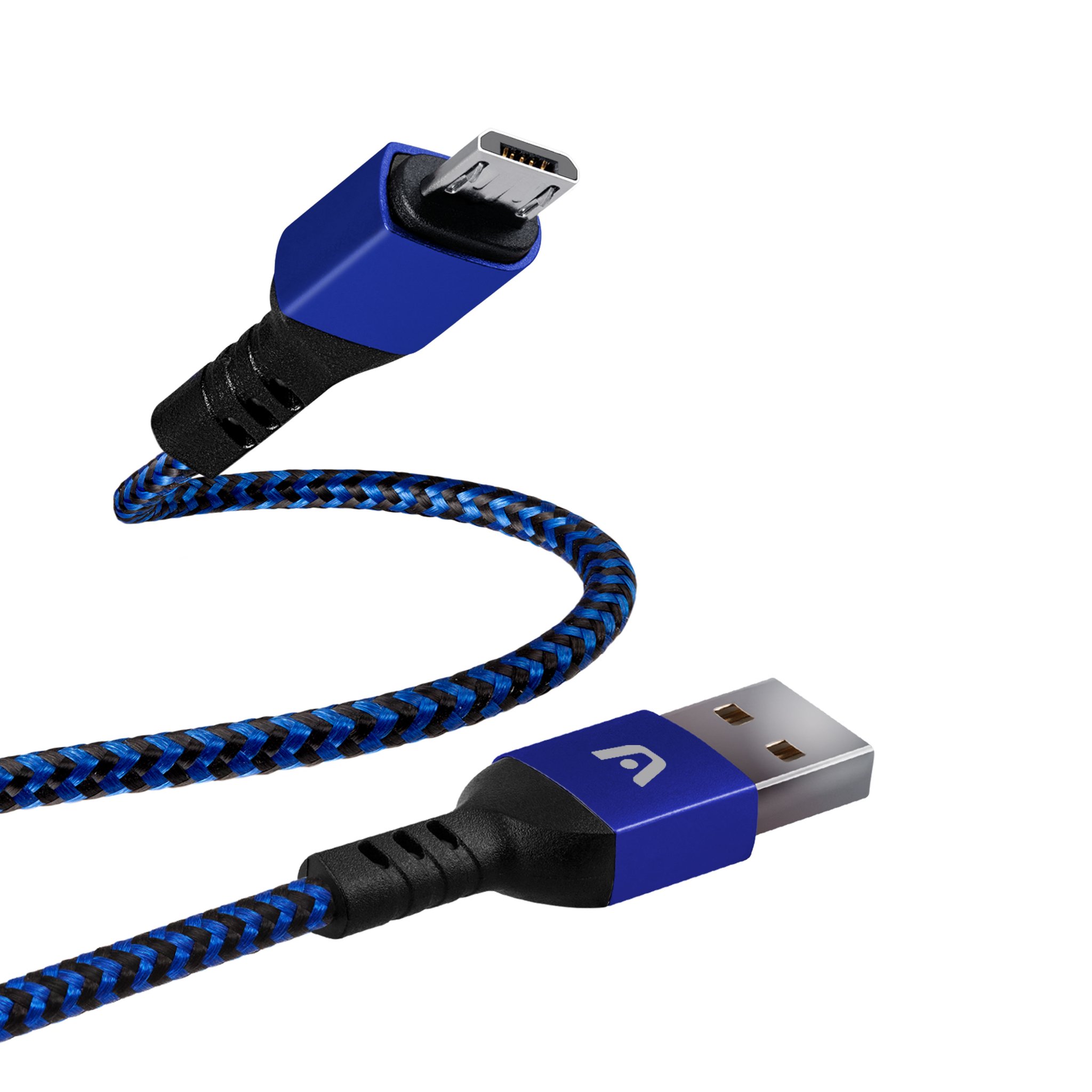 Cable Argom Tech MICRO USB a USB 2.0 Nylon Trenzado Dura Form en azul ARG-CB-0021BL