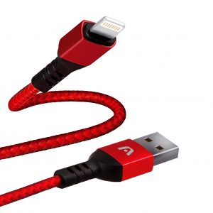 Cable Argom Tech LIGHTNING a USB 2.0 Dura Form Trenzado de nailon en rojo ARG-CB-0023RD